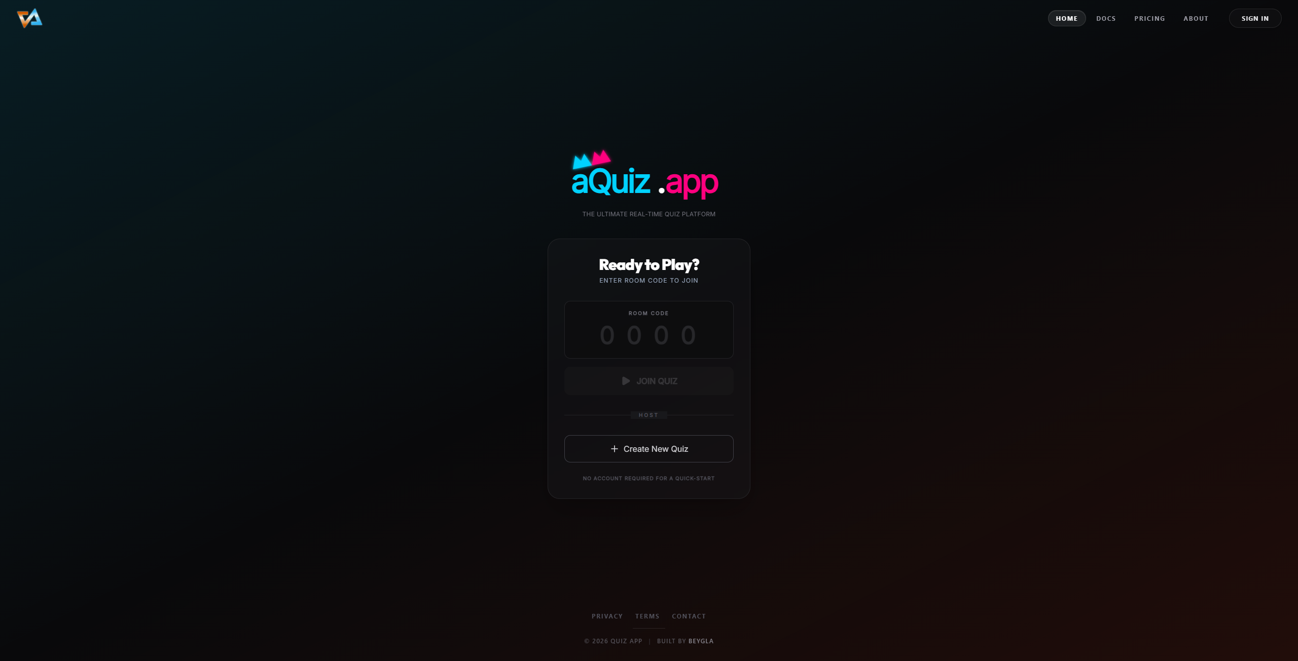 Quiz App Homepage